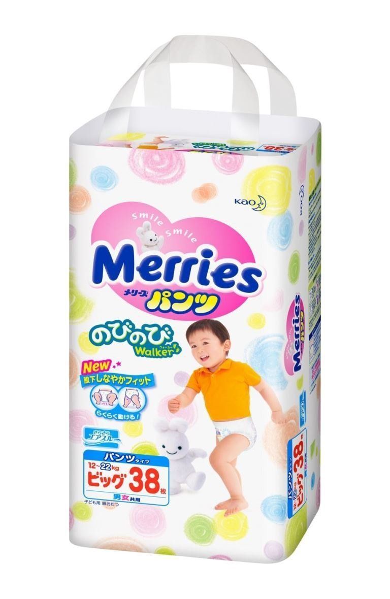 MERRIES Трусики-подгузники для детей размер XL 12-22 кг 38 шт.